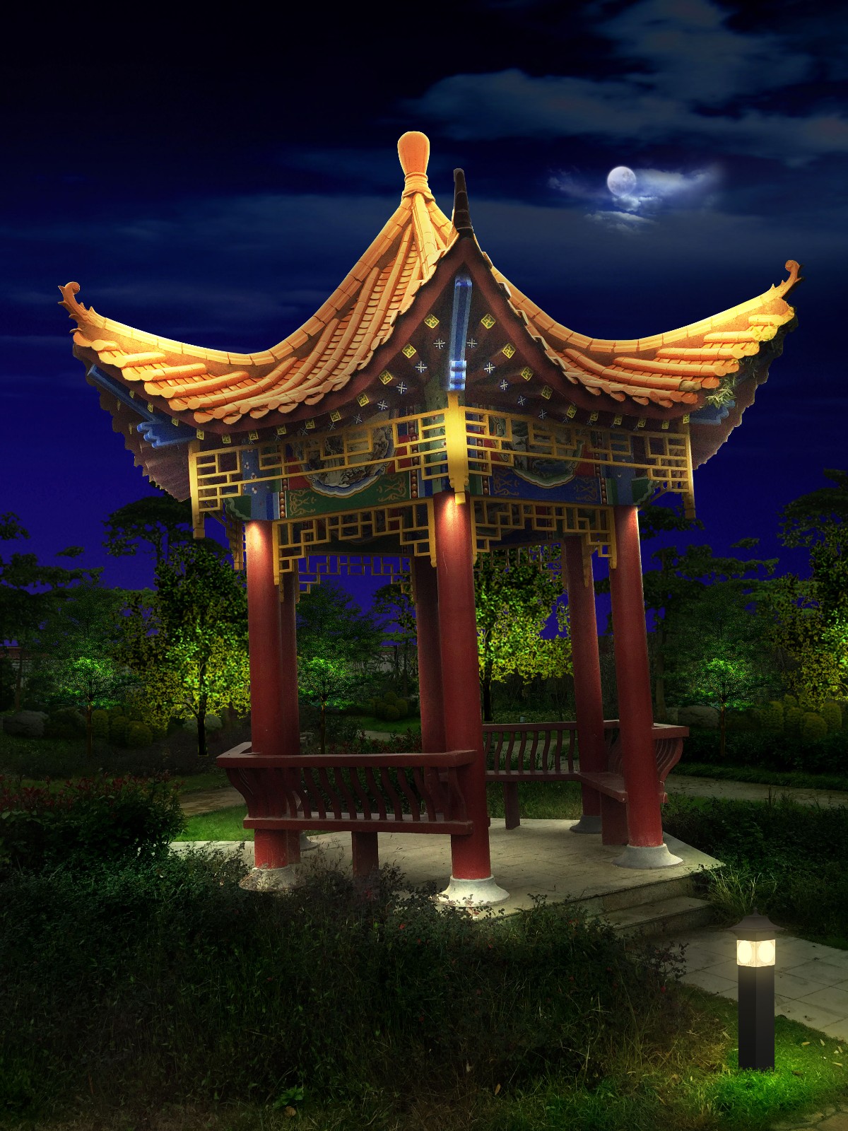 阜南縣清河公園，體育公園景觀亮化